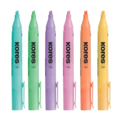Kores Pastel Kalın Yuvarlak Uçlu Highlight Kalem 6 Lı Blister-36060
