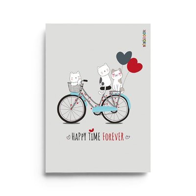 Ninobook Big Bicycle Cats Renkli Butik Defter