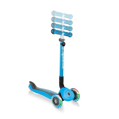 Globber Go Up Deluxe 3 Tekerlekli Katlanabilir 3ü 1 Arada Işıklı Mavi Scooter