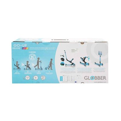 Globber Go Up Deluxe 3 Tekerlekli Katlanabilir 3ü 1 Arada Işıklı Mavi Scooter