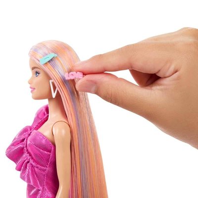 Barbie Upuzun Muhteşem Saçlı Bebekler Pembe Saçlı Bebek JDC85