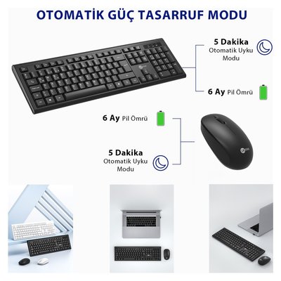 Lenovo Lecoo KW200 Kablosuz Türkçe Q Klavye & Mouse Set Siyah