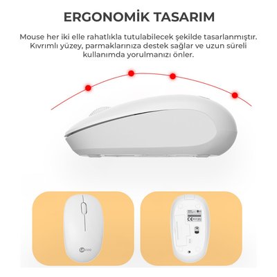 Lenovo Lecoo KW200 Kablosuz Türkçe Q Klavye & Mouse Set Beyaz