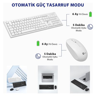 Lenovo Lecoo KW200 Kablosuz Türkçe Q Klavye & Mouse Set Beyaz