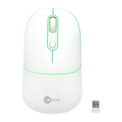 Lenovo Lecoo WS210 Dual Mod RGB 2.4GHz WiFi+ Bluetooth 1600DPI 6 Tuşlu Şarjlı Sessiz Kompakt Kablosuz Optik Mouse Beyaz