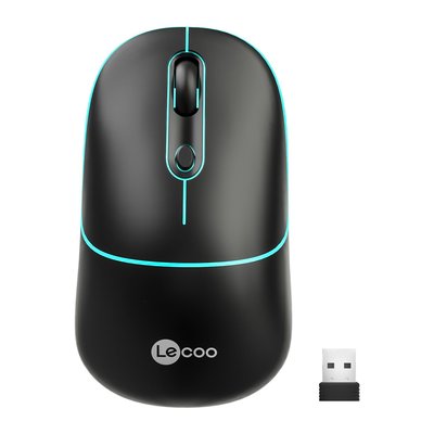 Lenovo Lecoo WS210 Dual Mod RGB 2.4GHz WiFi+ Bluetooth 1600DPI 6 Tuşlu Şarjlı Sessiz Kompakt Kablosuz Optik Mouse Siyah