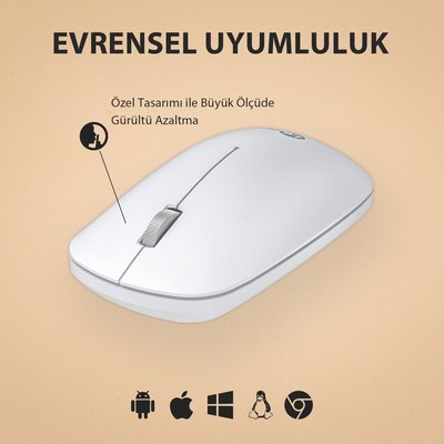 Lenovo Lecoo WS214 1200 DPI Kablosuz Optik Mouse Beyaz