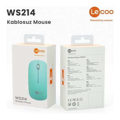 Lenovo Lecoo WS214 1200 DPI Kablosuz Optik Mouse Turkuaz