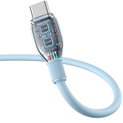 Baseus Pudding Hızlı Şarj Özellikli USB Type-C 100W Kablo 1.2m. Mavi