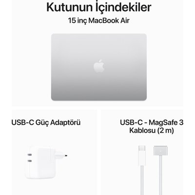 MacBook Air M3 16 GB 512 GB SSD 15.3 MXD23TU/A Gümüş