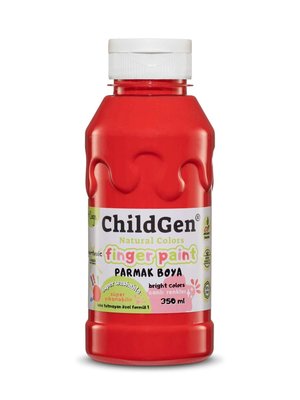 Childgen Süper Yıkanabilir Parmak Boyası 350 ml Şişe Kırmızı