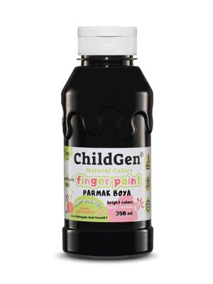 Childgen Süper Yıkanabilir Parmak Boyası 350 ml Şişe Siyah