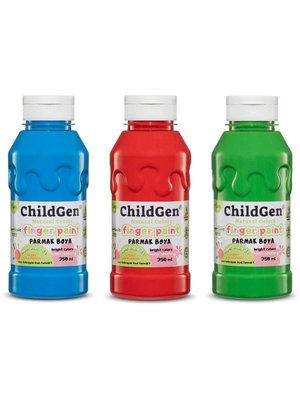 Childgen Süper Parmak Boyası Yıkanabilir 350 ml 3'lü Set  (Mavi, Kırmızı, Yeşil)