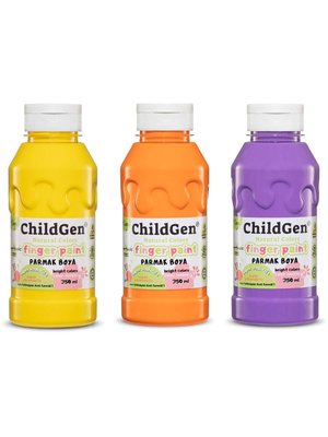  Childgen Süper Parmak Boyası Yıkanabilir 350 ml 3'lü Set (Sarı, Turuncu, Mor)