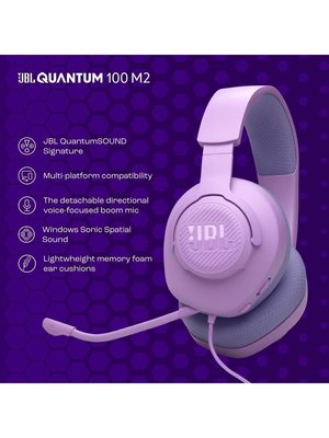 JBL Quantum 100M2 Mor Kablolu Kulak Üstü Oyuncu Kulaklığı