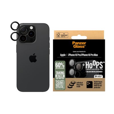 PanzerGlass iPhone 16 Pro/16 Pro Max Hoops Siyah Kamera Koruyucu