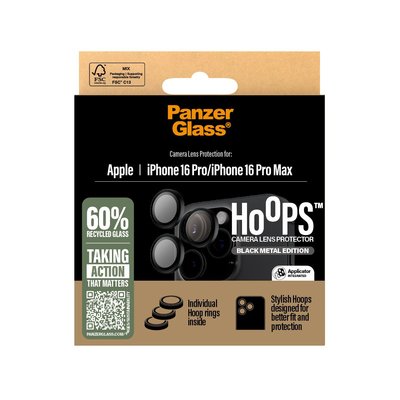 PanzerGlass iPhone 16 Pro/16 Pro Max Hoops Siyah Kamera Koruyucu