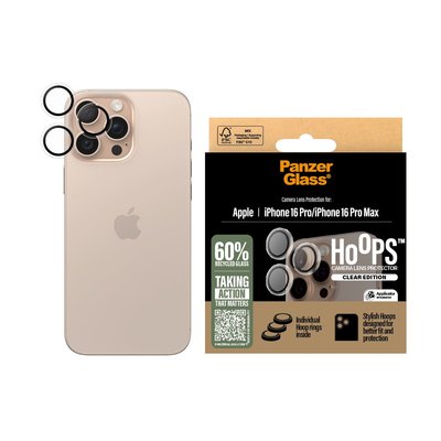 PanzerGlass® iPhone 16 Pro/16 Pro Max, Hoops™ Transparan, Kamera Koruyucu