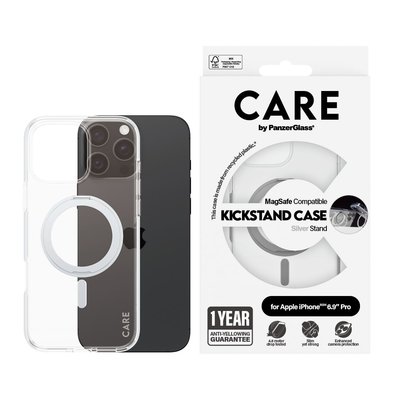 PanzerGlass Care by iPhone 16 Pro Max Feature Kickstand & MagSafe Gümüş Kılıf