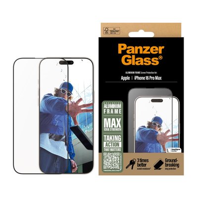 PanzerGlass® iPhone 16 Pro Max, Alüminyum Çerçeve, UWF, Ekran Koruyucu