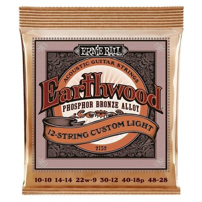 Ernie Ball P02152 Earthwood Custom Light 12 Telli Phosphor Akustik Gitar Teli (10-48)