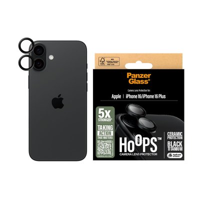 PanzerGlass® iPhone 16/16 Plus, Hoops™ Seramik, Kamera Koruyucu