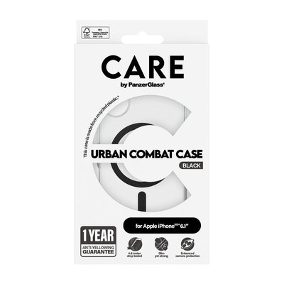 PanzerGlass Care by iPhone 16, Flagship Urban Combat MagSafe, Siyah, Kılıf