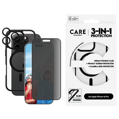 PanzerGlass Care by iPhone 16 Pro, Flagship 3-in-1 Privacy Bundle,Ekran &Kamera Koruyucu & Kılıf