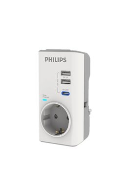 Philips PD20WQC Hızlı Şarj 1 x USB-C 2 X USB-A Tekli Akım Korumalı Priz