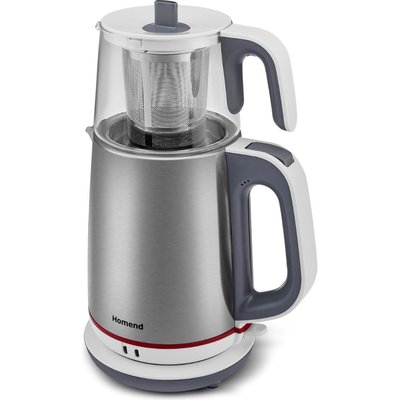 Homend Royaltea 1751H Inox Beyaz 1800 W Cam Demlikli Çay Makinesi