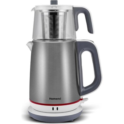 Homend Royaltea 1751H Inox Beyaz 1800 W Cam Demlikli Çay Makinesi