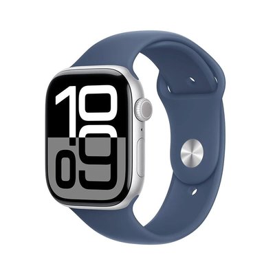 Apple Watch Series 10 GPS 46mm Aluminium Case with Denim Sport Band - S/M