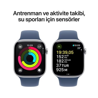 Apple Watch Series 10 GPS 46mm Aluminium Case with Denim Sport Band - M/L