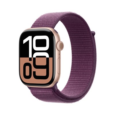 Apple Watch Series 10 GPS 46mm Aluminium Case with Plum Sport Loop