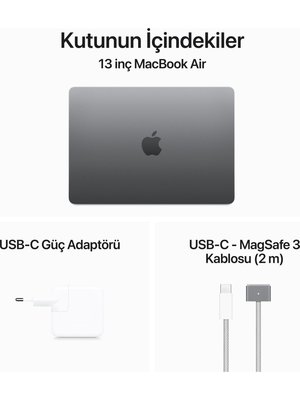 MacBook Air M3 8 GB 256 GB SSD 13.6 MRXN3TU/A Uzay Grisi