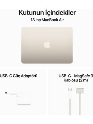 MacBook Air M3 8 GB 256 GB SSD 13.6 MRXT3TU/A Yıldız Işığı