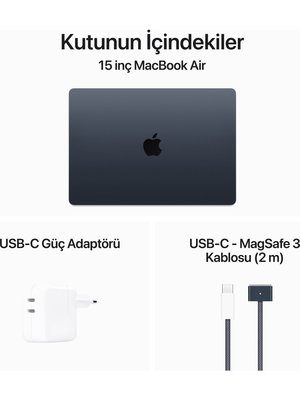 MacBook Air M3 8 GB 256 GB SSD 15.3 MRYU3TU/A Gece Yarısı