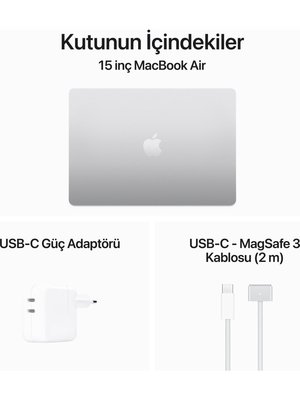 MacBook Air M3 8 GB 256 GB SSD 15.3" MRYU3TU/A Gece Yarısı