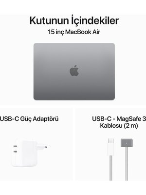  MacBook Air M3 8 GB 512 GB SSD 15.3 MRYN3TU/A Uzay Grisi