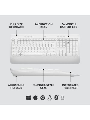 Logitech Signature MK650 920-011028 Beyaz Kablosuz Klavye Mouse Seti