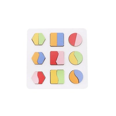 Hamaha Wooden Toys Ahşap Montessori Geometrik 2 Çizgi Şekiller Oyun 