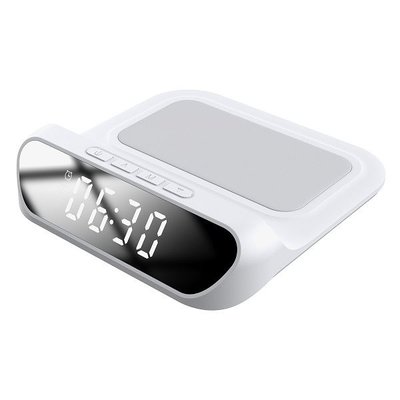S-link SL-CW18 Telefon Uyumlu 15W LCD Ekran Double Alarmlı Beyaz Kablosuz Şarj Cihazı