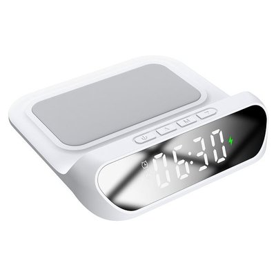 S-link SL-CW18 Telefon Uyumlu 15W LCD Ekran Double Alarmlı Beyaz Kablosuz Şarj Cihazı