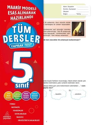 5. Sınıf Tüm Dersler Yaprak Test