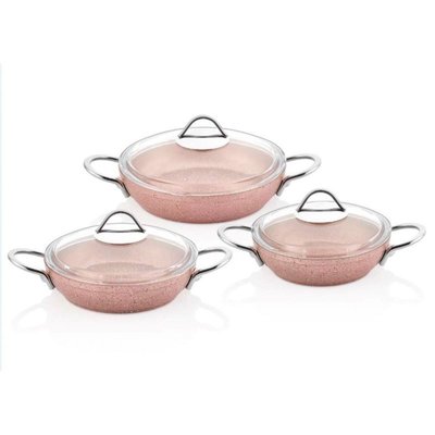 Özkent K-528 Çelik Kulp Granit Sahan Set Rose