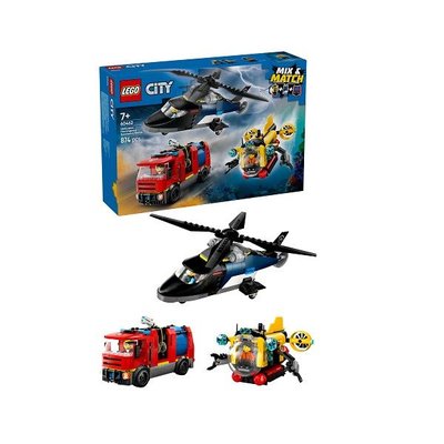 Lego City Helicopter Fire Engine and Submarine Remix 60462