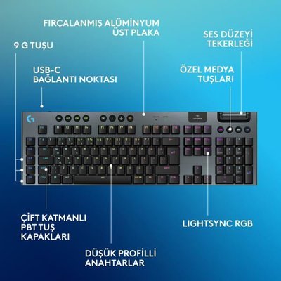 LOGITECH G G915 X Lightspeed Kablosuz Oyuncu Klavyesi 