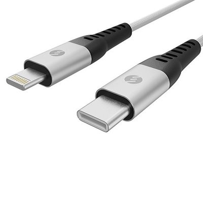 S-link SL-STM55PD 3A Fast Şarj TypeC to Lightning Silver Data + Sarj Kablosu