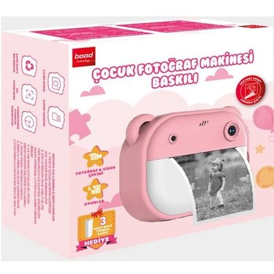Bood Baskılı Çocuk Fotoğraf Makinesi Pembe
