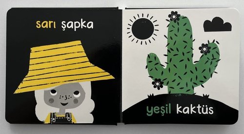 Renkler-İlk Kelimelerim Siyah Beyaz Kitaplar - Minikler İçin Yüksek Kontrastlı Kitaplar